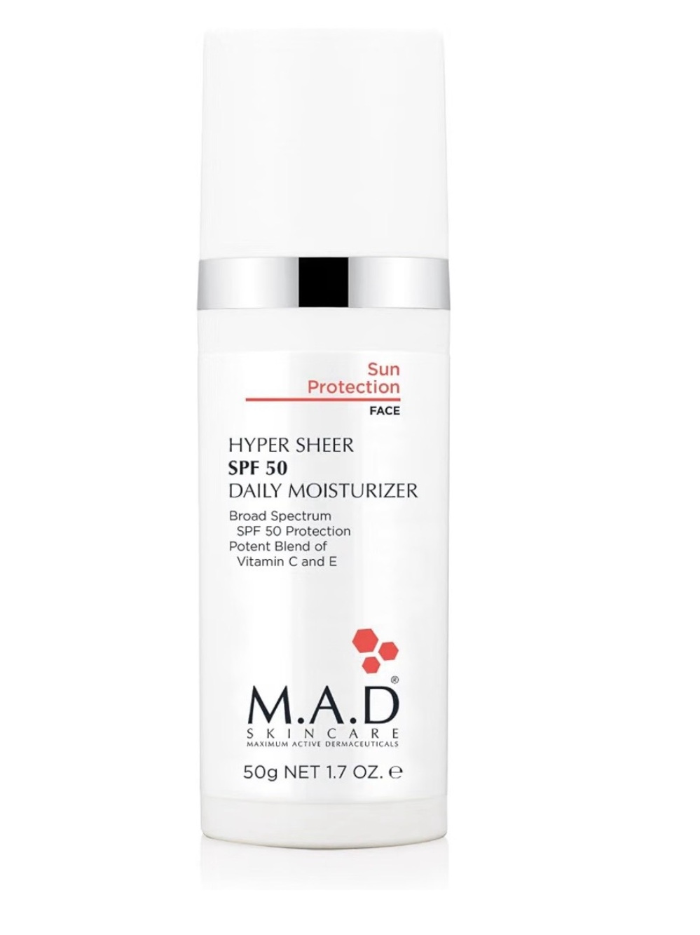 M.A.D Skincare Hyper Sheer SPF 50 Matte Finish Daily Moisturizer 1.7 Oz